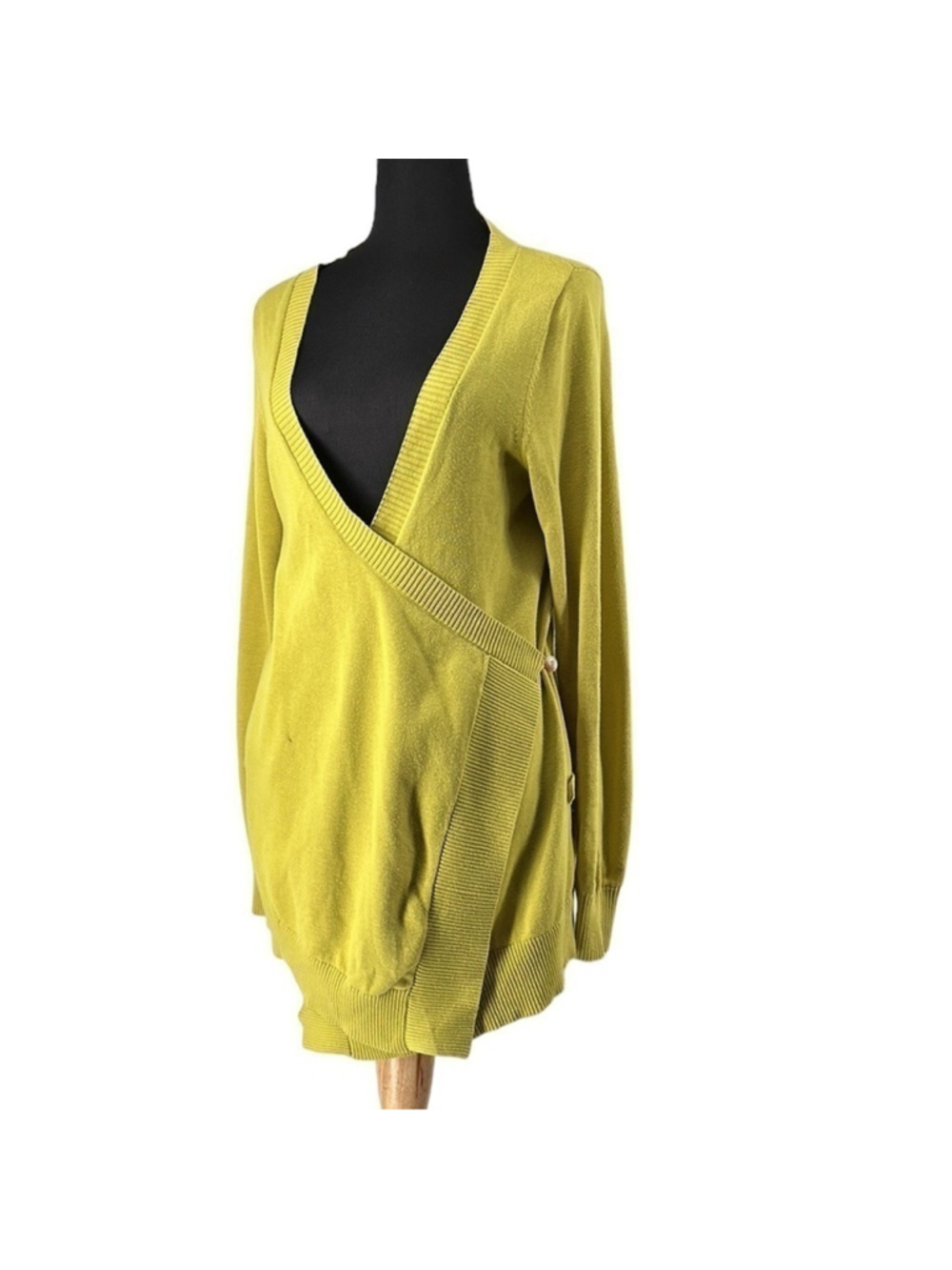 Anthropologie Moth yellow Green Asymmetrical Wrap Cardigan Size sm